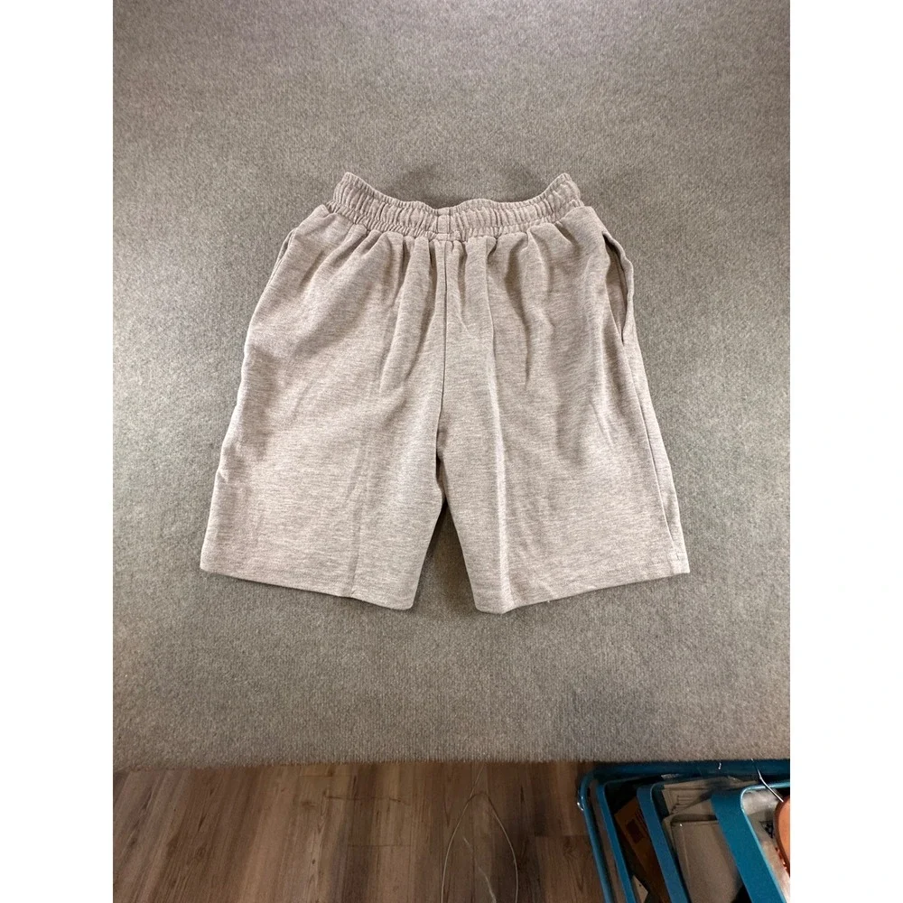 Nike Mens Fleece Shorts Heather Gray Big Logo Swoosh Drawstring Size Large